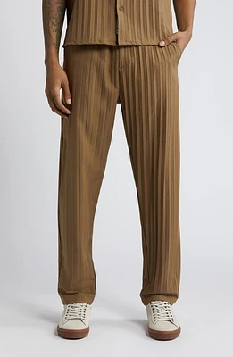 Native Youth Plissé Elastic Waist Pants Taupe at Nordstrom,