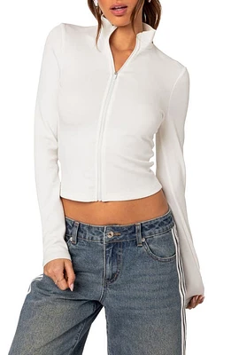 EDIKTED Tessa Crop Track Jacket White at Nordstrom,