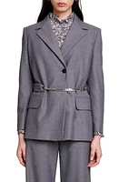 maje Villanette Belted Blazer Grey at Nordstrom,