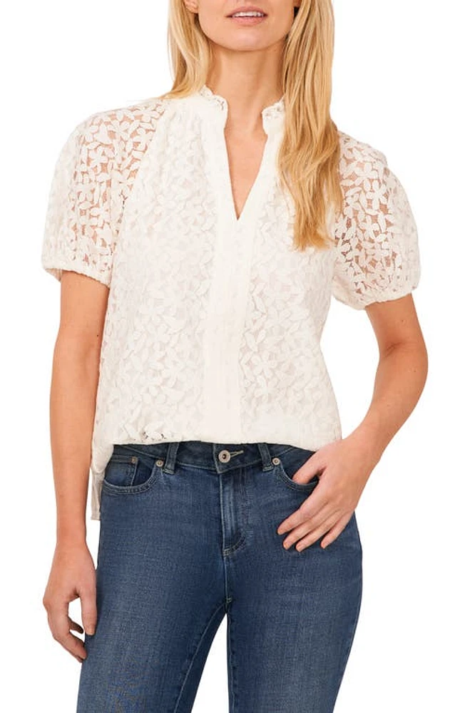 CeCe Raglan Sleeve Lace Top in New Ivory at Nordstrom, Size Small