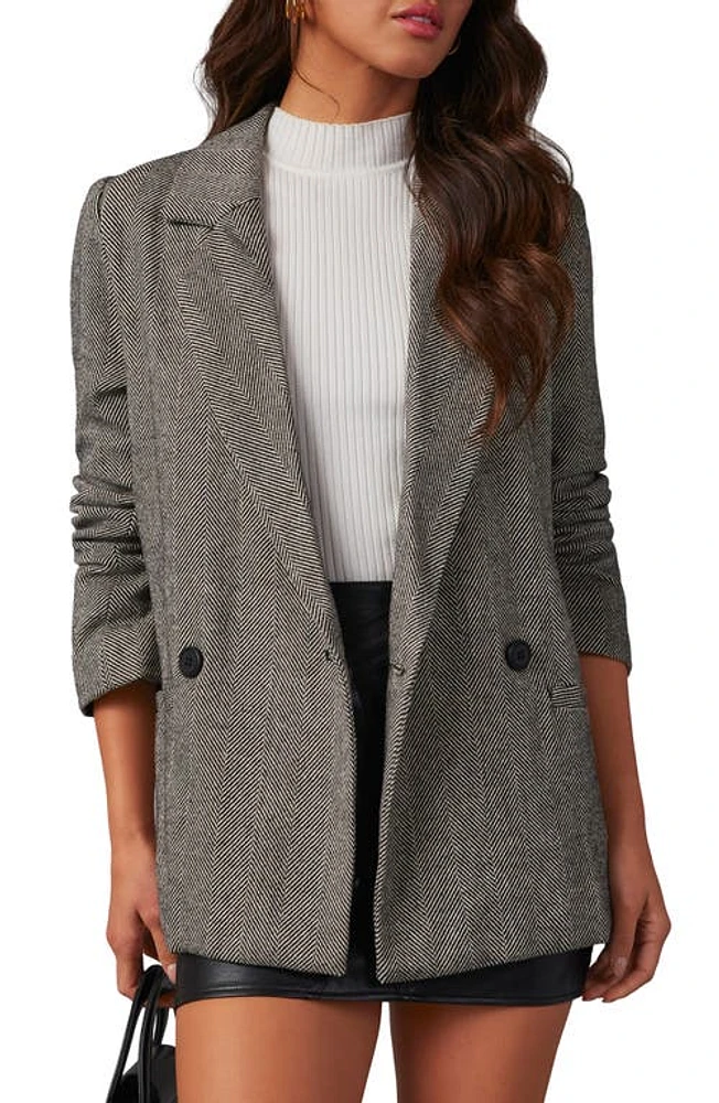 VICI Collection Downtown Oversize Herringbone Blazer Black/Grey at Nordstrom,