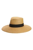 Eric Javits Daphne Broad Brim Straw Fedora in Natural/Black at Nordstrom