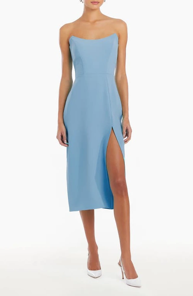 Amanda Uprichard Chamberlain Strapless Sheath Midi Dress Baby Blue at Nordstrom,