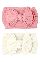 Baby Bling 2-Pack Fab-Bow-Lous Headbands in Zinnia Ivory at Nordstrom