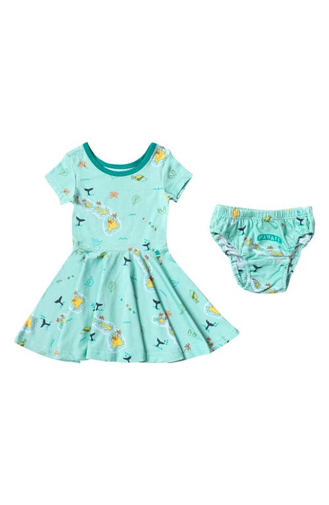 Coco Moon Kuʻu Home O T-Shirt Dress & Bloomers Aqua Multi at Nordstrom,