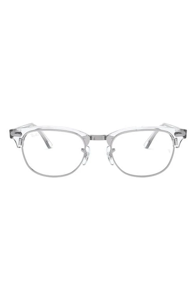 Ray-Ban 53mm Square Clubmaster Optical Glasses in White at Nordstrom