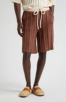 The Elder Statesman Beach Guy Rib Cotton Sweater Shorts Cinnamon/Natural at Nordstrom,