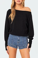 EDIKTED Oversize Off the Shoulder Sweater Black at Nordstrom,