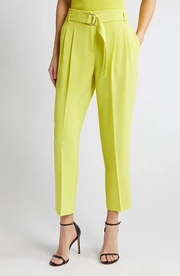 BOSS Tapiah Belted Ankle Pants Tennis Yellow at Nordstrom,