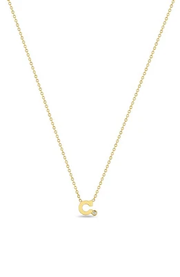 Zoë Chicco Diamond Initial Pendant Necklace in Yellow Gold-C at Nordstrom, Size 16