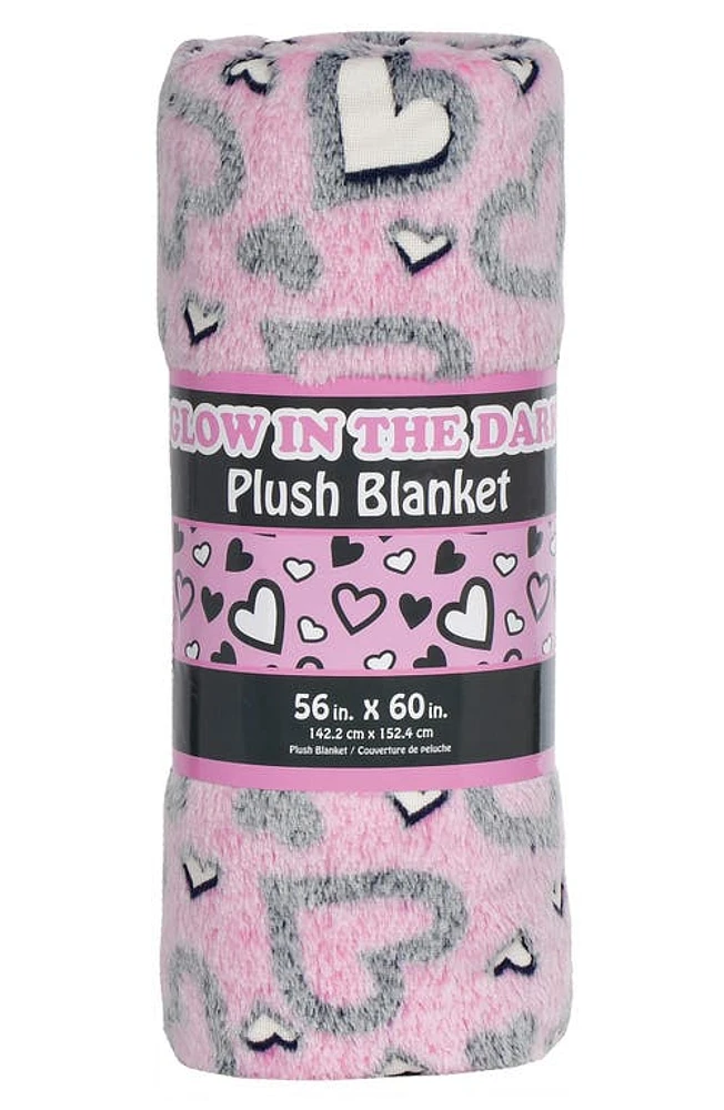 Iscream Hearts Glow in The Dark Plush Blanket in Pink at Nordstrom