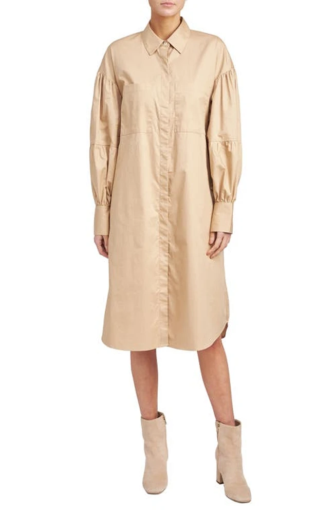 En Saison Sandrine Long Sleeve Cotton Shift Dress at Nordstrom, Size Small