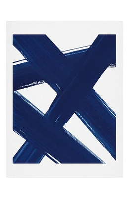 Deny Designs Indigo Abstract Brush Strokes 3 Wall Art in Strokes 3 No Frame at Nordstrom, Size 18X24