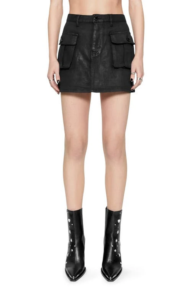 Rebecca Minkoff Jodie Coated Denim Cargo Miniskirt True Black at Nordstrom,