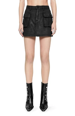 Rebecca Minkoff Jodie Coated Denim Cargo Miniskirt True Black at Nordstrom,