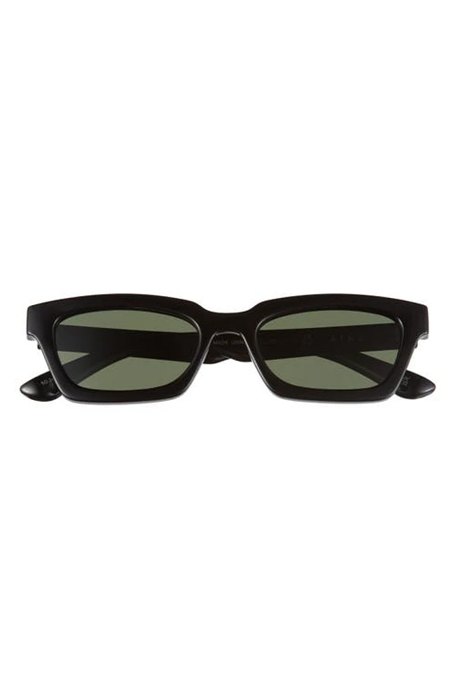 AIRE 50mm Sculptor Polarized Rectangular Sunglasses in Black /Green Mono Polar at Nordstrom