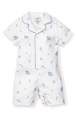 Petite Plume Suffolk Seashell Print Classic One-Piece Short Pajamas White at Nordstrom,