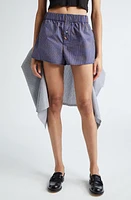 Meryll Rogge Shorts Detail Stripe Cotton Button-Up Shirt in Blue Multicolor at Nordstrom, Size X-Small