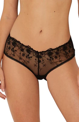 Etam Lumineuse Embroidered Tulle Boyshorts Black at Nordstrom,