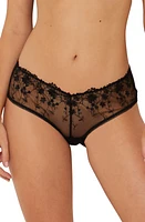 Etam Lumineuse Embroidered Tulle Boyshorts Black at Nordstrom,