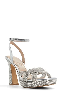 ALDO Glimma Metallic Crystal Sandal Silver at Nordstrom,