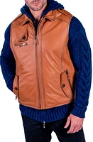 Comstock & Co. Woodsman Water Resistant Reversible Leather Nylon Vest Cognac at Nordstrom,