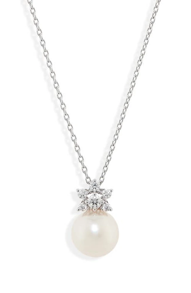 Mikimoto Akoya Cultured Pearl & Diamond Pendant Necklace in White Gold at Nordstrom, Size 19.5 In