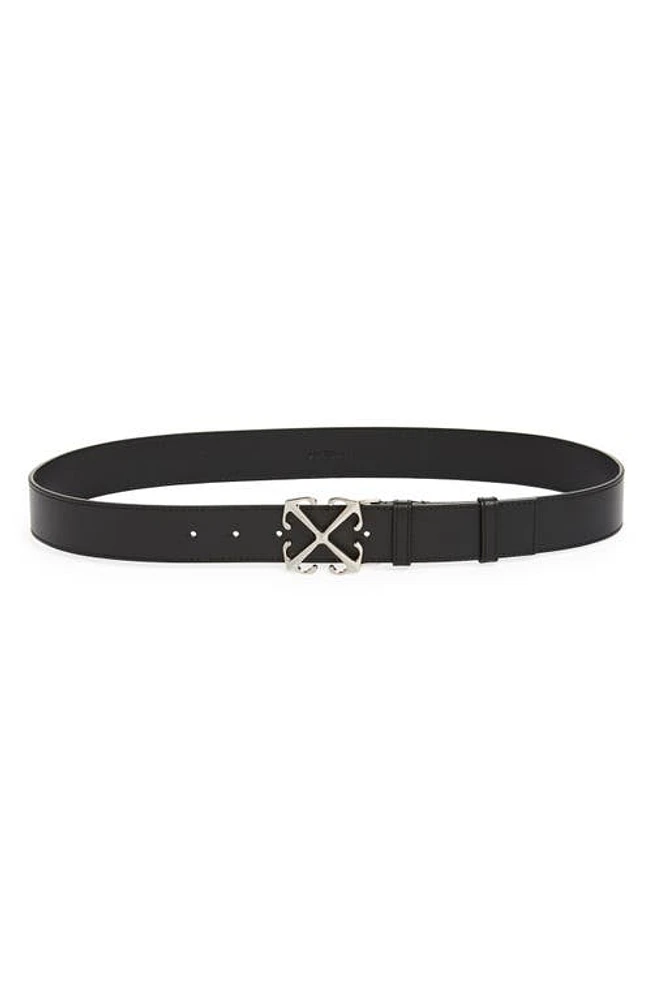 Off-White Arrow Buckle Leather Belt Black at Nordstrom,