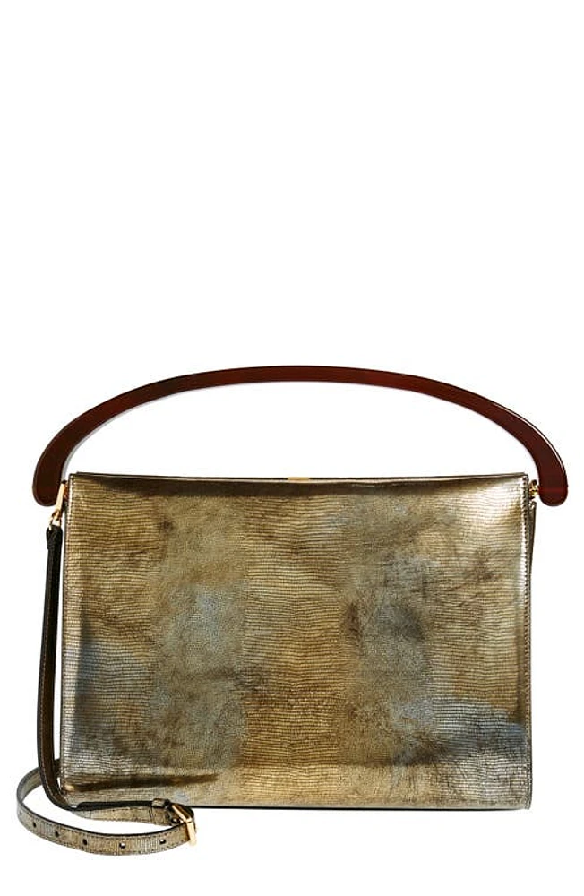 Dries Van Noten Boxed Stripe Lizard Embossed Leather Top Handle Bag in Oxyde 957 at Nordstrom