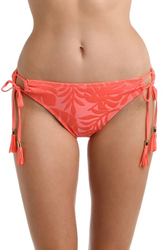 La Blanca Island Palm Adjustable Loop Hipster Bikini Bottoms Coral at Nordstrom,