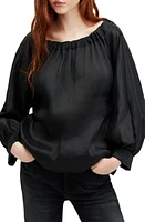 AllSaints Ellie Linen & Silk Top Black at Nordstrom, Us