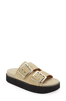 Ganni Egret Buckle Platform Sandal in Pale Khaki at Nordstrom, Size 12Us