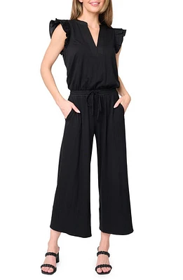 GIBSONLOOK Essential Luxe Crop Wide Leg Jumpsuit Black at Nordstrom,