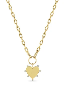 Zoë Chicco Diamond Heart Pendant Necklace in Yellow Gold at Nordstrom, Size 18