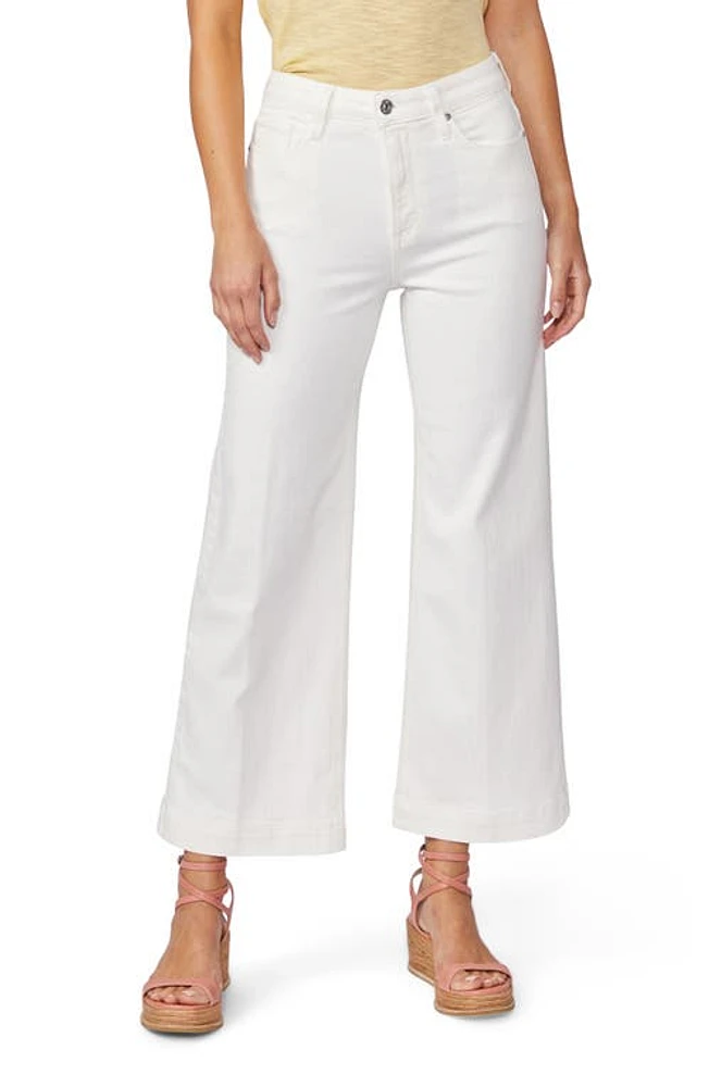 PAIGE Anessa High Waist Wide Leg Crop Jeans Light Ecru at Nordstrom,