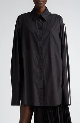 Peter Do Contrast Stripe Cotton Button-Up Shirt at Nordstrom,