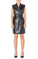 Endless Rose Belted Double Breasted Faux Leather Dress Black at Nordstrom,