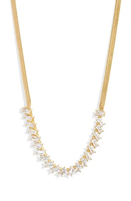 Nordstrom Scattered Baguette Frontal Necklace in Clear- Gold at Nordstrom