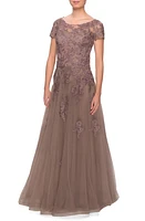 La Femme Lace Tulle Gown Cocoa at Nordstrom,