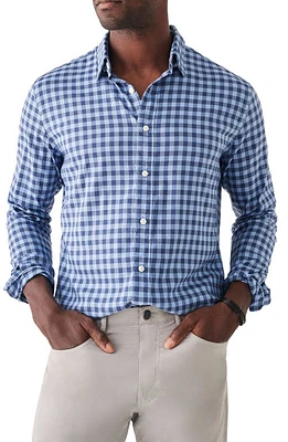 Faherty The Movement Plaid Button-Up Shirt in Navy Skies Check at Nordstrom, Size Medium