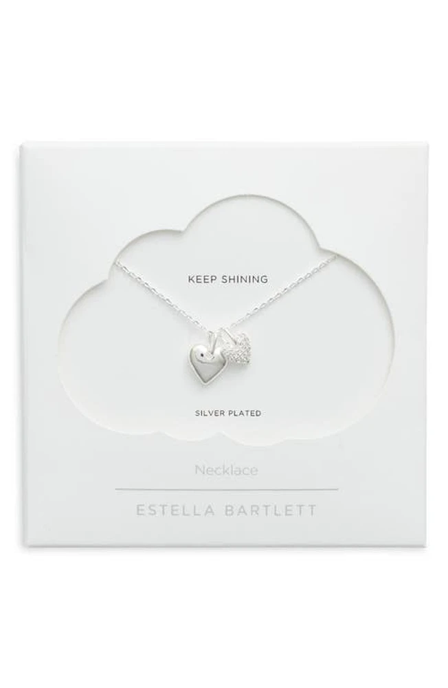 Estella Bartlett Double Heart Charm Necklace in Silver at Nordstrom