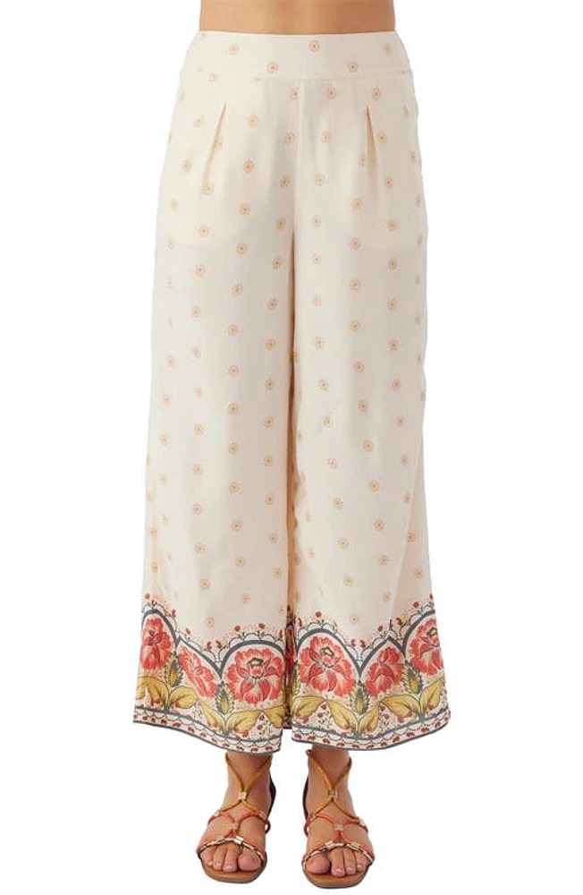 O'Neill Lacey Floral Wide Leg Crop Pants in Mother Of Pearl at Nordstrom, Size Small