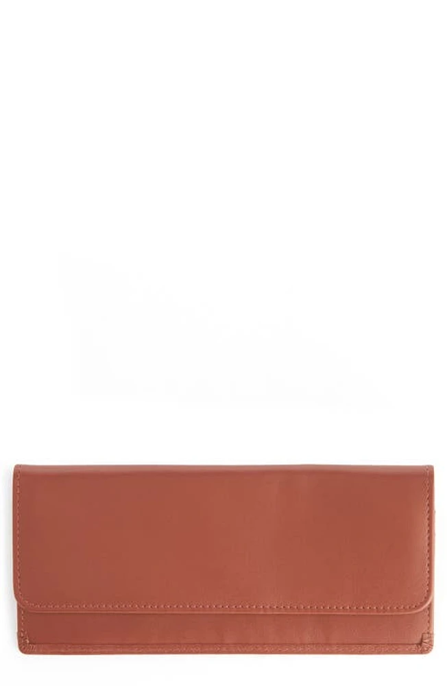 ROYCE New York Personalized RFID Blocking Leather Clutch Wallet in Tan - Silver Foil at Nordstrom