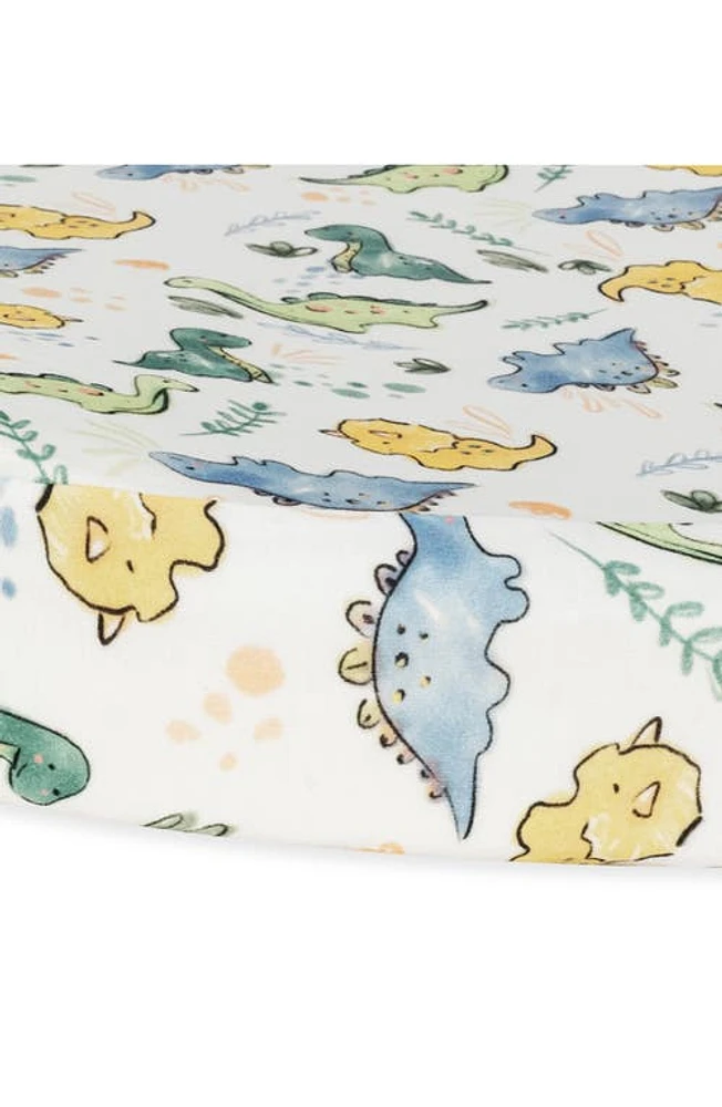 Under the Nile Organic Cotton Bassinet Sheet in White/Dinos at Nordstrom