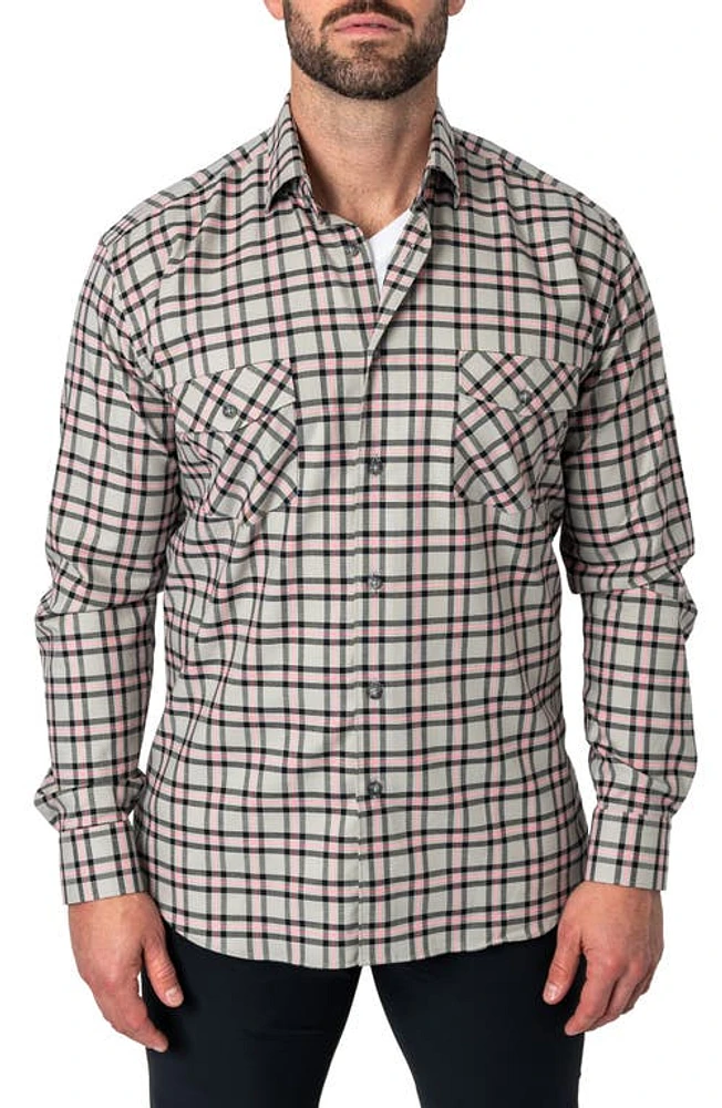 Maceoo Plaid Embroidered Cotton Flannel Button-Up Shirt at Nordstrom