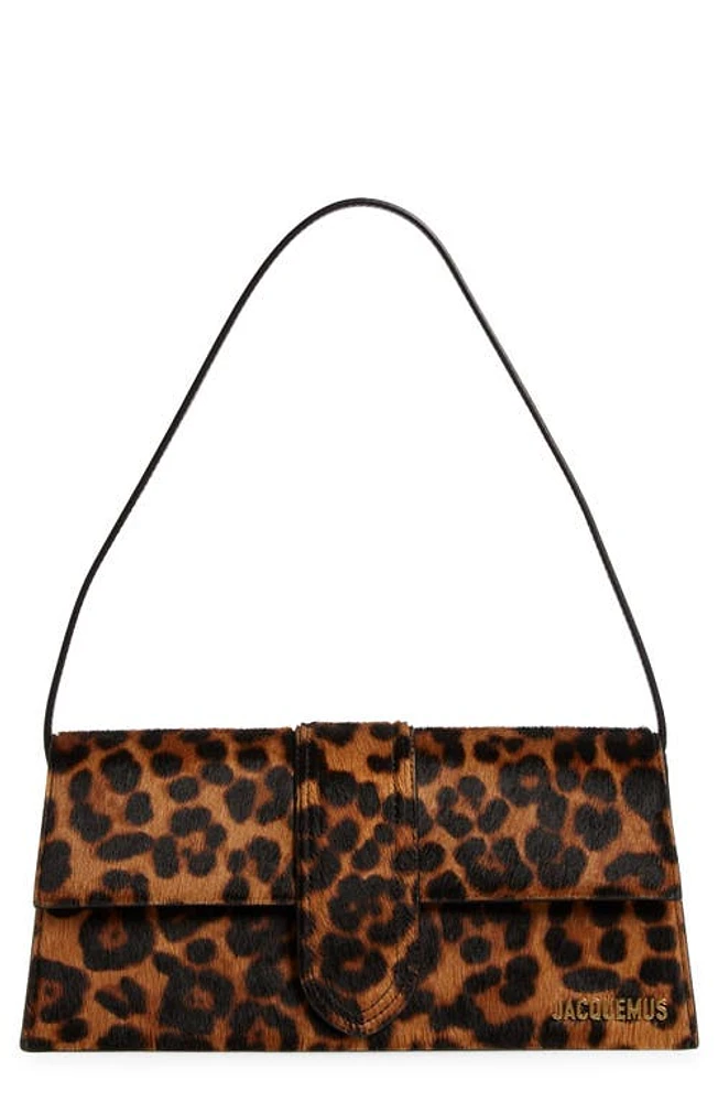 Jacquemus Long Le Bambino Genuine Calf Hair Shoulder Bag in Print Leopard Brown 8Bq at Nordstrom