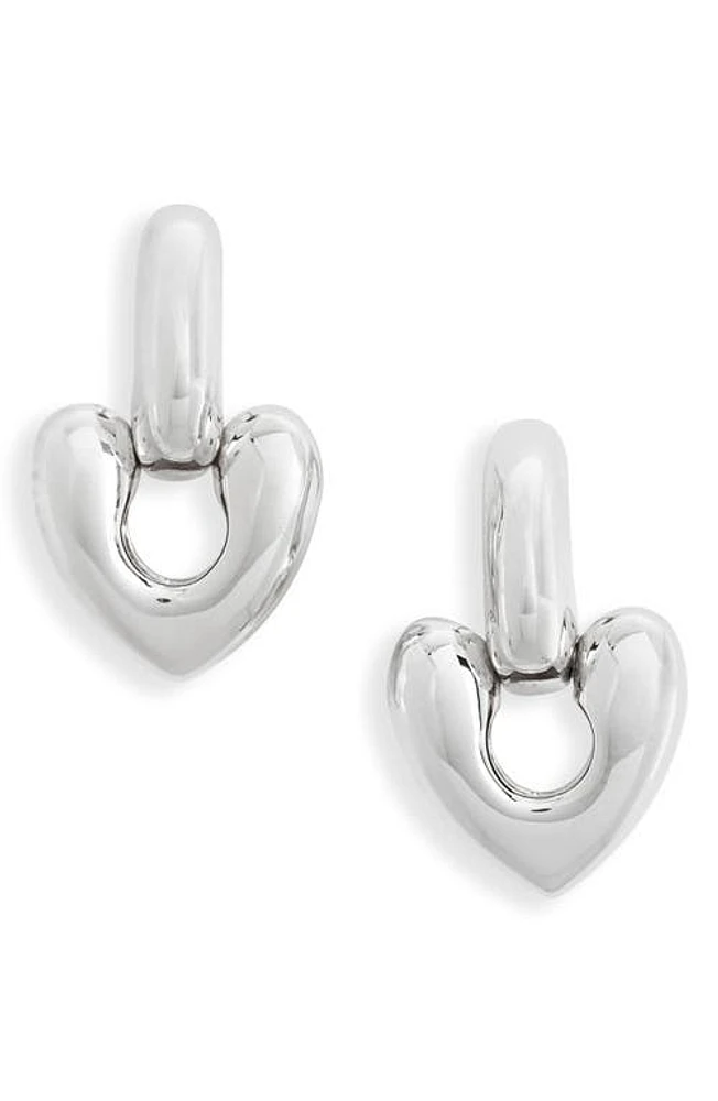 Annika Inez Large Heart Drop Huggie Hoop Two-Piece Earrings in Silver at Nordstrom