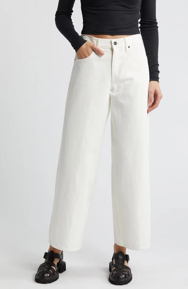 SLVRLAKE Mica Low Rise Organic Cotton Wide Leg Jeans White at Nordstrom,