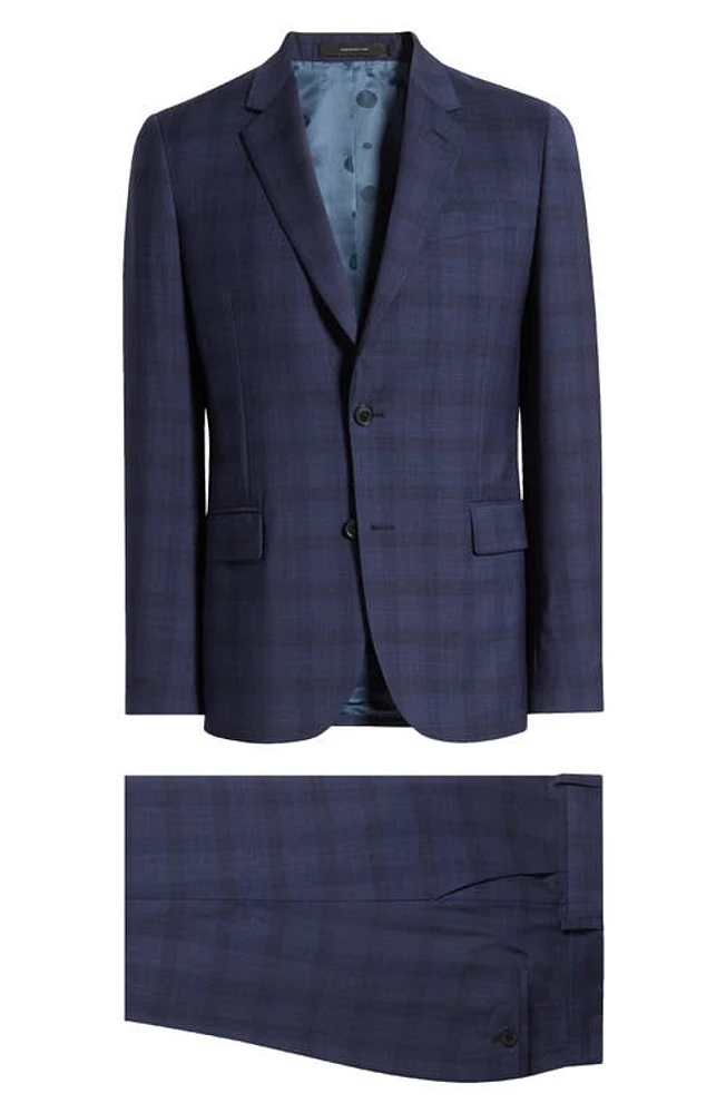 Paul Smith Tailored Fit Check Stretch Cotton Suit Navy at Nordstrom, Us