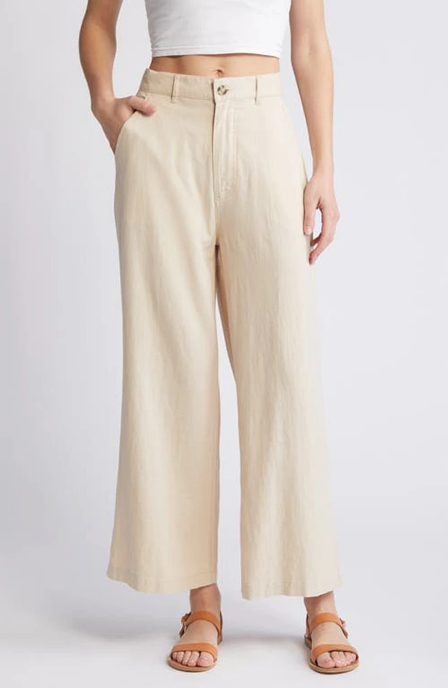 Le Jean Jude Linen Blend Trousers in Sand at Nordstrom, Size 26